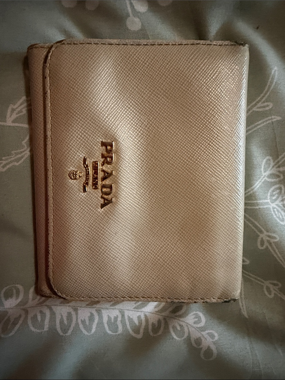 Prada Small Bi-Fold Wallet in Champagne Gold